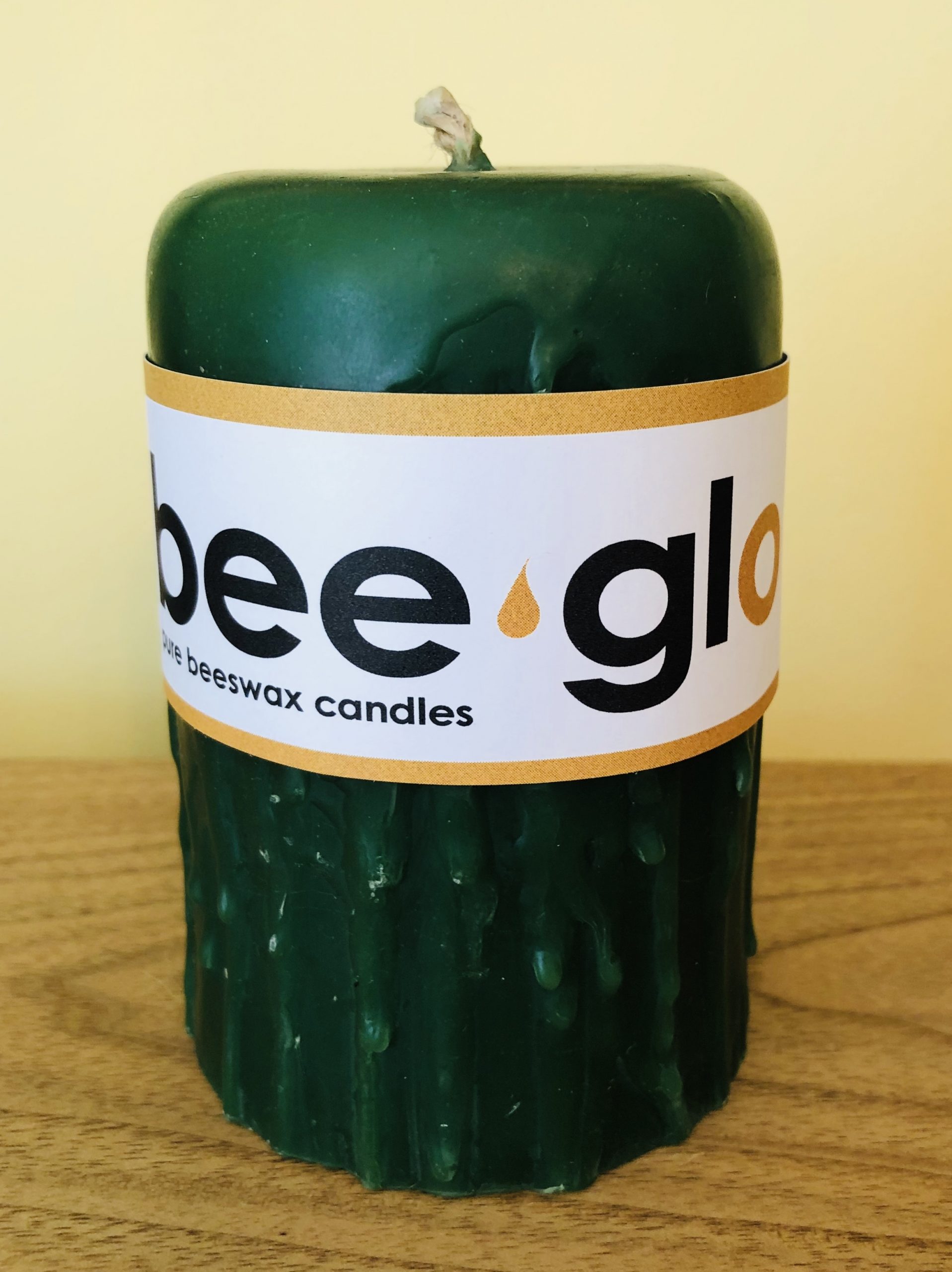 Beeswax Candles Drip Pillar - Medium - Forest Green